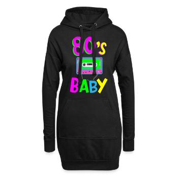 Années 80 - Sweat-shirt à capuche long Femme - noir - Devant
