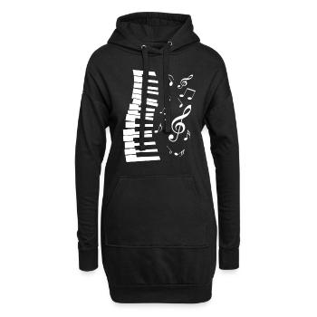 Klavier Musiker Flügel Piano Noten Geschenk - Hoodie-Kleid - Schwarz - Vorne