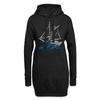 Segelboot Wind Schiff Segler Schifffahrt Geschenk - Hoodie-Kleid - Schwarz - Vorne