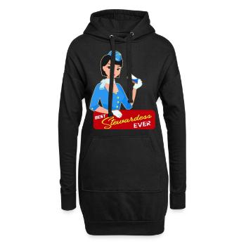 Stewardess Flugbegleiterin Geschenk - Hoodie-Kleid - Schwarz - Vorne