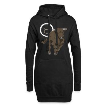 Sternzeichen Stier Taurus - Hoodie-Kleid - Schwarz - Vorne