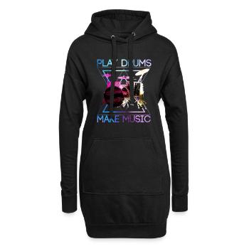 Batteur Batterie Batteur Batterie Batteur - Sweat-shirt à capuche long Femme - noir - Devant
