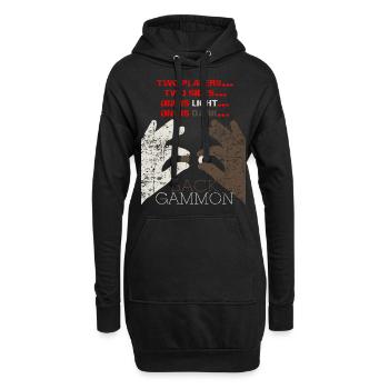 Backgammon Brettspiel Geschenk - Hoodie-Kleid - Schwarz - Vorne