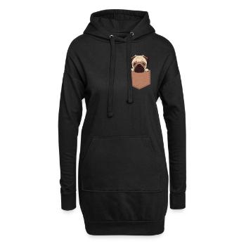 Mops - Hoodie-Kleid - Schwarz - Vorne