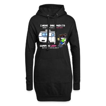 Camping Lady - Sweat-shirt à capuche long Femme - noir - Devant