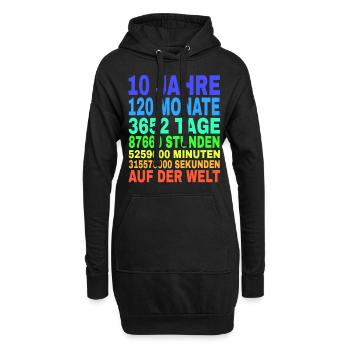 10 Jahre Alt 10. Geburtstag Geschenk Mädchen Junge - Hoodie-Kleid - Schwarz - Vorne