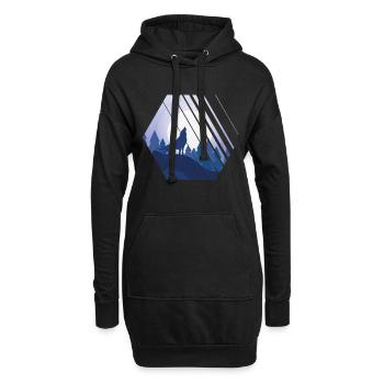Heulender Wolf Hexagon Wildnis - Hoodie-Kleid - Schwarz - Vorne