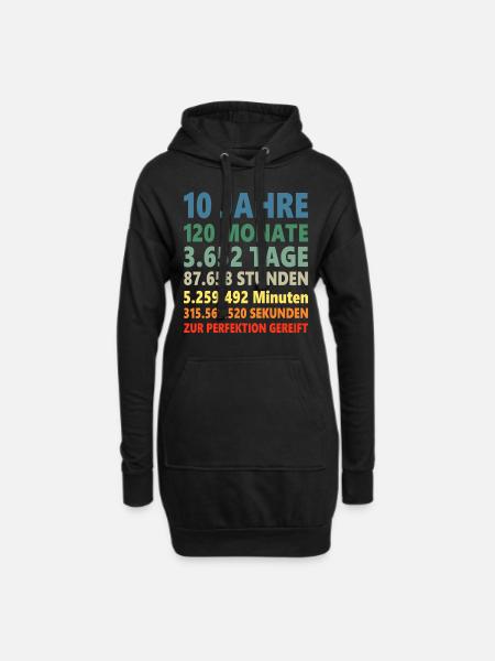 10. Geburtstag 10 Jahre Geschenk - Hoodie-Kleid - Schwarz