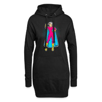 Powerfrau Frauenpower Superfrau Superheldin - Hoodie-Kleid - Schwarz - Vorne