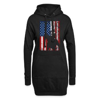Bouledogue Français USA Drapeau Amour Cadeau - Sweat-shirt à capuche long Femme - noir - Devant