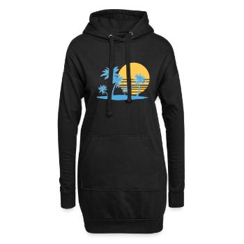 Palm Tree Island 80`s Retro Sommer Palmen Insel - Hoodie-Kleid - Schwarz - Vorne