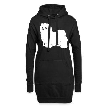 Coton de Tulear - Sweat-shirt à capuche long Femme - noir - Devant