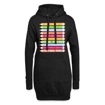 Rechtschreibung Grammatik There Their Were We're - Hoodie-Kleid - Schwarz - Vorne