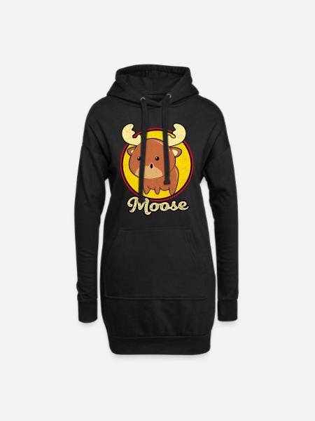 Elch - Hoodie-Kleid - Schwarz
