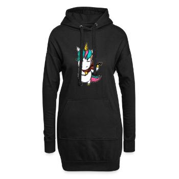 Einhorn Geige - Hoodie-Kleid - Schwarz - Vorne