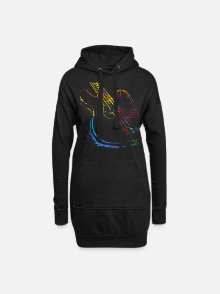 Gitarre Musiker Geschenkidee für Gitarristen - Hoodie-Kleid - Schwarz