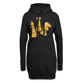 Roi des échecs Roi des échecs Pièce d'échecs Jeu de société - Sweat-shirt à capuche long Femme - noir - Devant