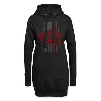 pompiers - Sweat-shirt à capuche long Femme - noir - Devant