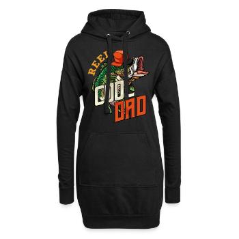 Reel Cool Dad | Angler Vater Wortspiel Geschenk - Hoodie-Kleid - Schwarz - Vorne