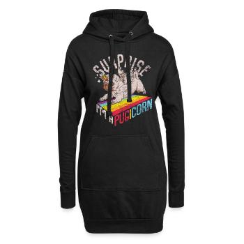 Mops - Hoodie-Kleid - Schwarz - Vorne