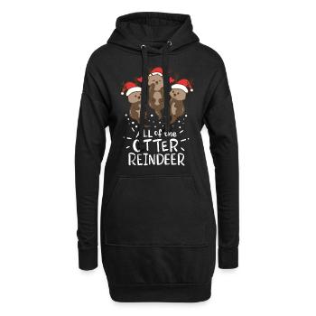 Loutres Noël - Sweat-shirt à capuche long Femme - noir - Devant