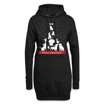 Teckel Wiener Sapin de Noël - Sweat-shirt à capuche long Femme - noir - Devant