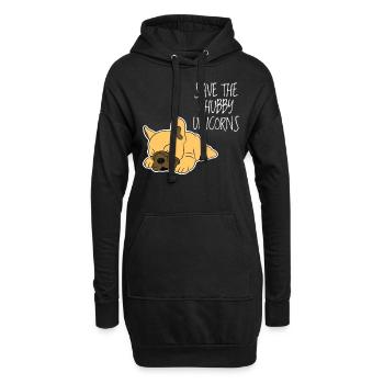 Molliges Einhorn-französische Bulldogge Frenchie Hundegeschenk - Hoodie-Kleid - Schwarz - Vorne