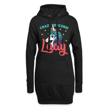 wunderschöne Einhorn Lady mit Sternchen - Hoodie-Kleid - Schwarz - Vorne