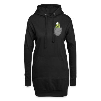 Budgie en cadeau de poche oiseau de poitrine - Sweat-shirt à capuche long Femme - noir - Devant
