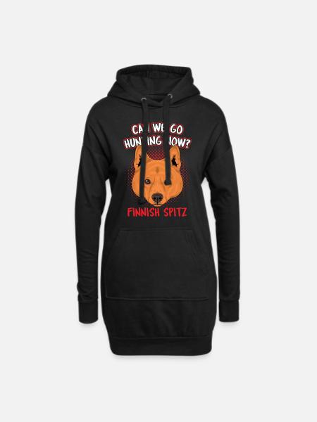 Spitz finlandais - Sweat-shirt à capuche long Femme - noir