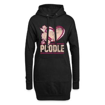 caniche - Sweat-shirt à capuche long Femme - noir - Devant