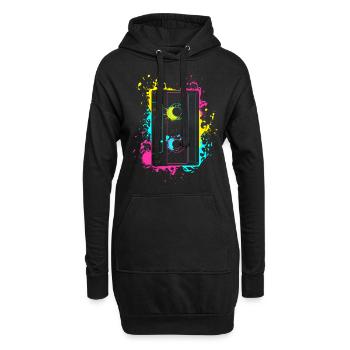 Vintage Splash Kasette 80er und 90er Geschenke - Hoodie-Kleid - Schwarz - Vorne