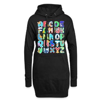 ABC Alphabet Einschulung 1.Schultag Geschenk - Hoodie-Kleid - Schwarz - Vorne