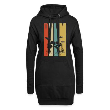 Batterie batteur cadeau de batteur - Sweat-shirt à capuche long Femme - noir - Devant