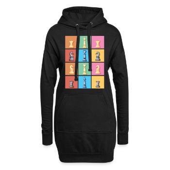 Schach Schachfigur - Hoodie-Kleid - Schwarz - Vorne