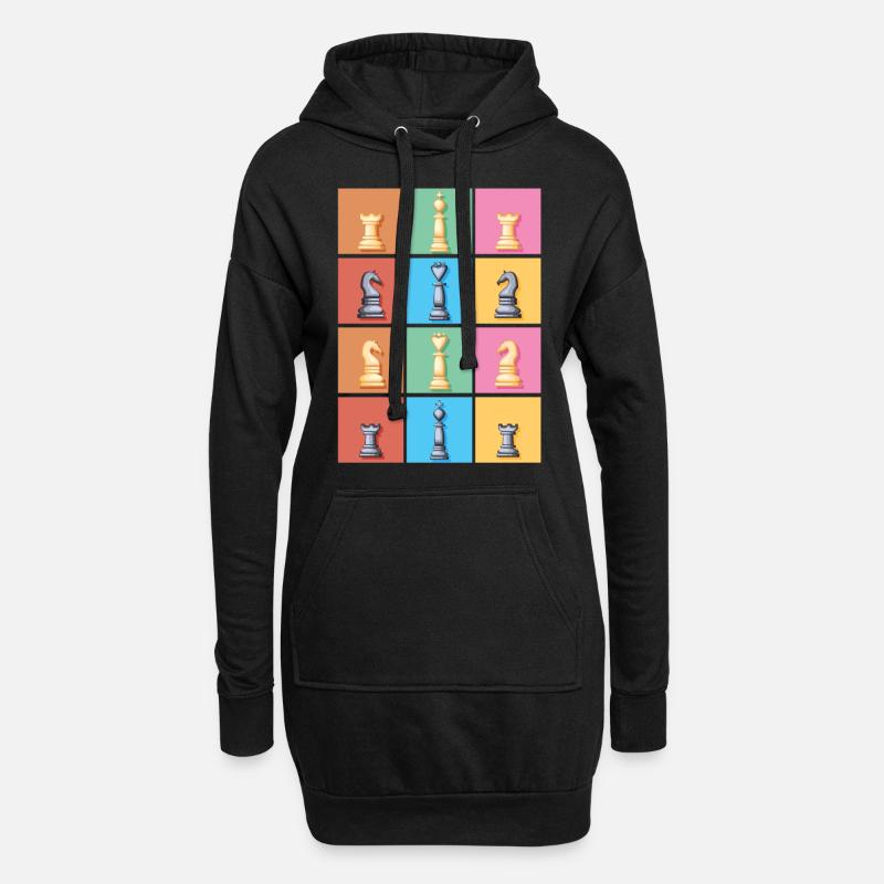 Schach Schachfigur - Hoodie-Kleid - Schwarz