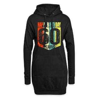 60. Geburtstag - Hoodie-Kleid - Schwarz - Vorne