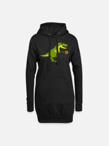 Tea Dinos Tyrannosaure T Rex jeu de mots - Sweat-shirt à capuche long Femme - noir