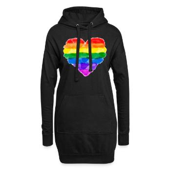 RAINBOW HEART IMPERMÉABLE À L'EAU LGBT Queer Gay Pride - Sweat-shirt à capuche long Femme - noir - Devant