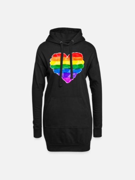 RAINBOW HEART WATERPROOF LGBT Queer Gay Pride - Hoodie Dress - black