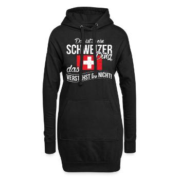 Lustiger Schweizer Spruch Schweiz Fahne Geschenk - Hoodie-Kleid - Schwarz - Vorne