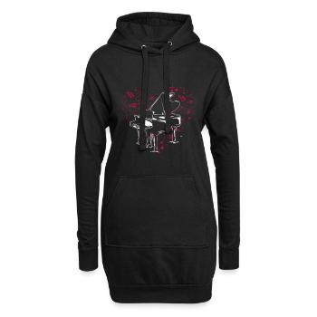 Klavier - Hoodie-Kleid - Schwarz - Vorne