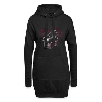 Instrument de musique de piano - Sweat-shirt à capuche long Femme - noir - Devant