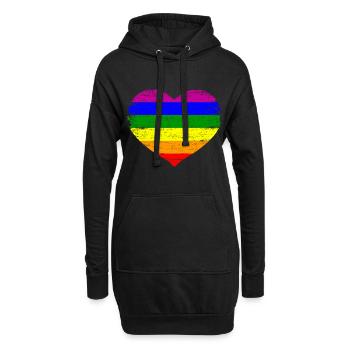 Cadeau de fierté de coeur d'arc-en-bande LGBT - Sweat-shirt à capuche long Femme - noir - Devant
