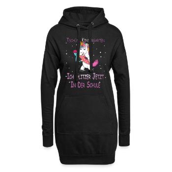 Einhorn Glitzer in der Schule Schulkind Geschenk - Hoodie-Kleid - Schwarz - Vorne