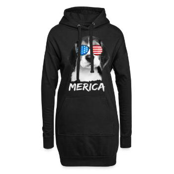 Beagle USA America Chien US États-Unis - Sweat-shirt à capuche long Femme - noir - Devant