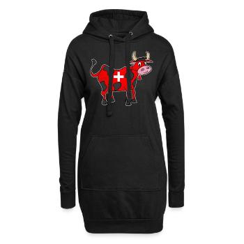 Schweizer Kuh Kreuz süß Geschenk - Hoodie-Kleid - Schwarz - Vorne
