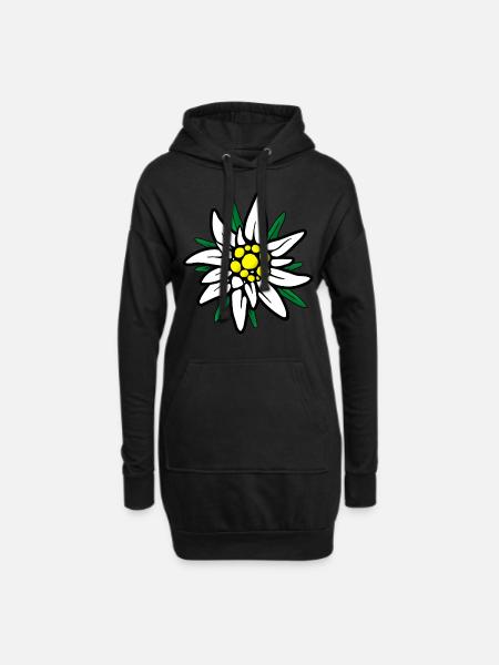 Edelweiß Edelweiss Alpen-Edelweiß - Sweat-shirt à capuche long Femme - noir