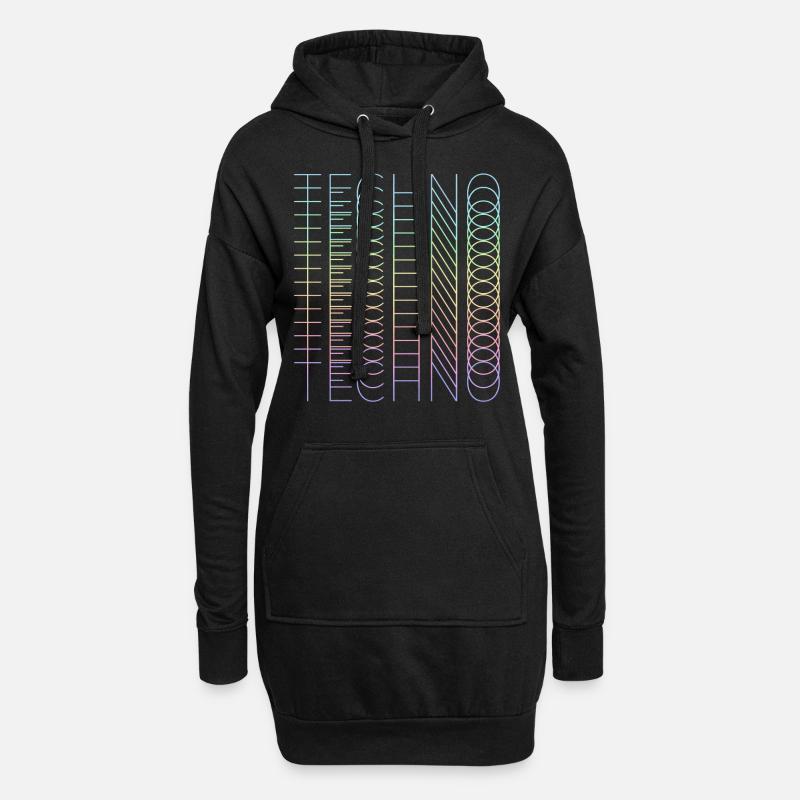 techno techno techno - Hoodie-Kleid - Schwarz