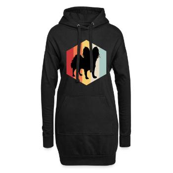 Papillon Hund Zwergspaniel Hundefreund Haustier - Hoodie-Kleid - Schwarz - Vorne